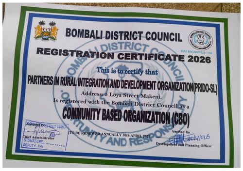 Bombali District Council registration certificate thumbnail